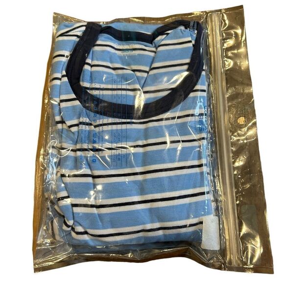 Calvin Klein Underwear Vintage Blue Striped 365 Cotton Stretch T- Shirt - Picture 1 of 7